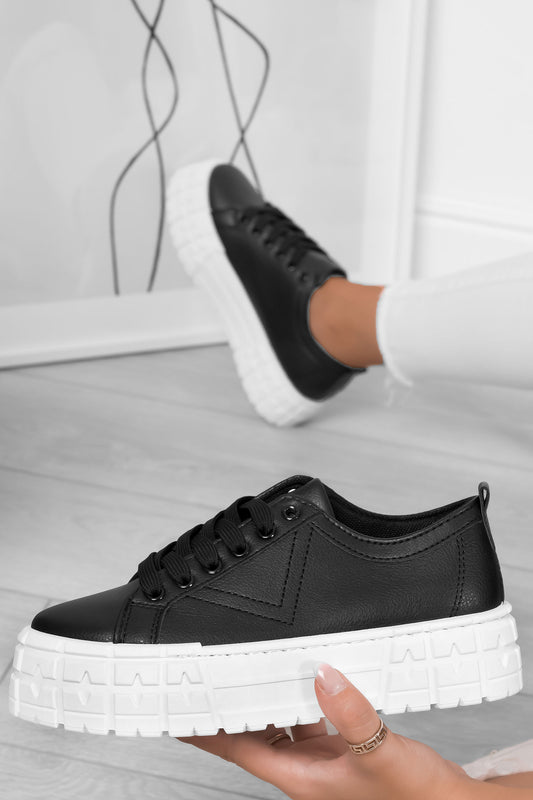 PALMA - Sneakers nere con suola spessa e lacci