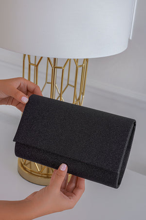 Black clutch bag B213 with glitter