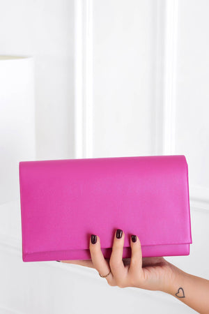 Fuchsia B211 clutch bag in faux leather