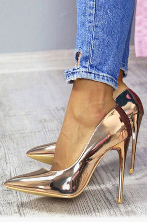 Metallic stiletto pumps in Rose Gold