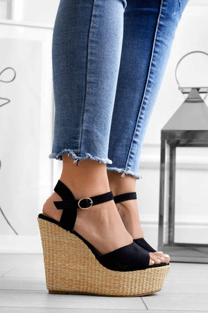 DAKOTA - Black Alexoo wedge sandals