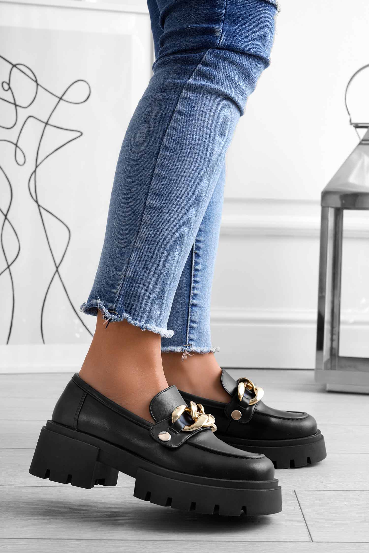 Mocassini platform neri Alexoo con accessori intercambiabili