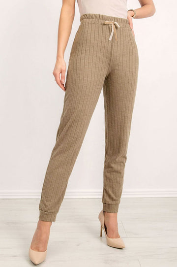 Green knit sweatpants with drawstring waist