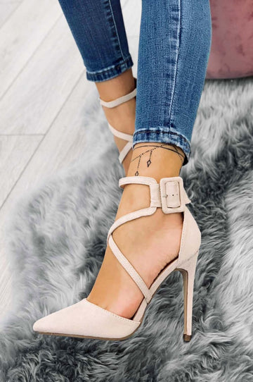 Stiletto heel pumps with buckle Nude