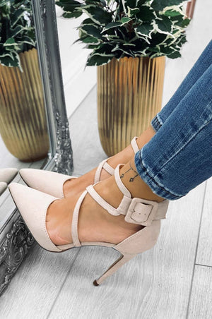 Stiletto heel pumps with buckle Nude