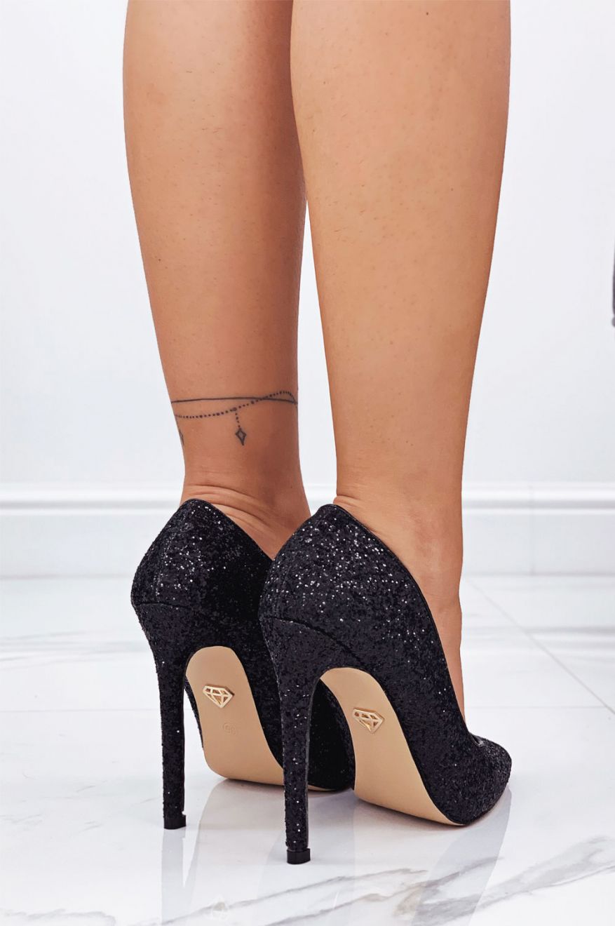 Decolletè glitter nere con tacco alto