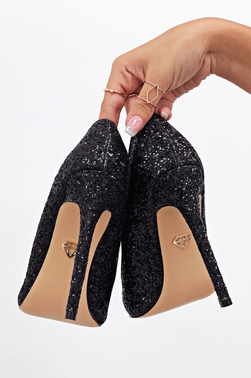 Decolletè glitter nere con tacco alto