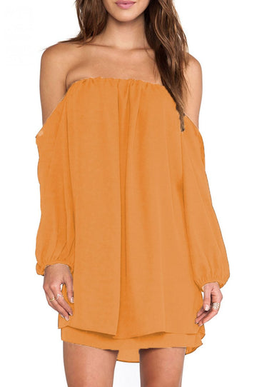 Strapless dress in voile - Yellow