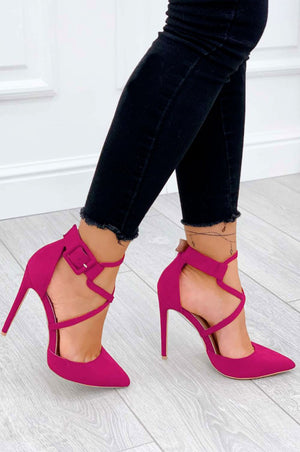 Fuchsia stiletto heels with buckle