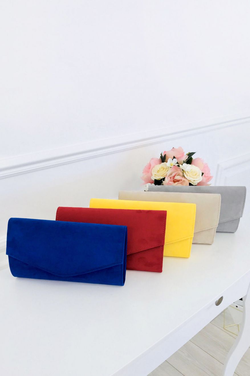Borsa pochette scamosciata B185 Grigia