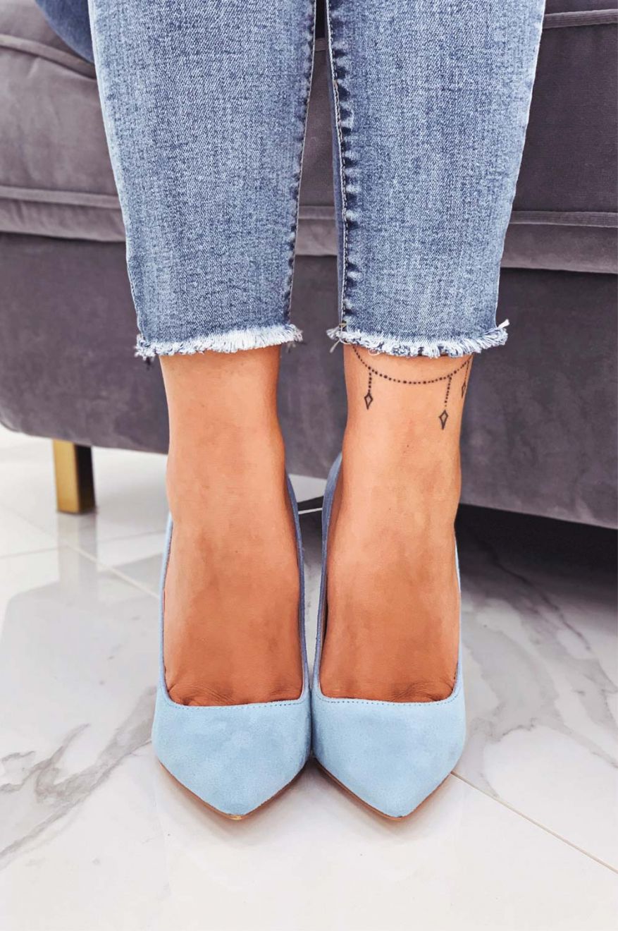 LEXIE - Blue suede pumps with high heel