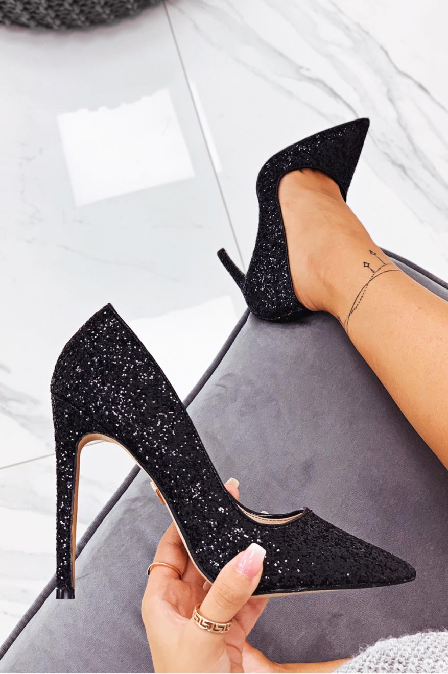 Decolletè glitter nere con tacco alto