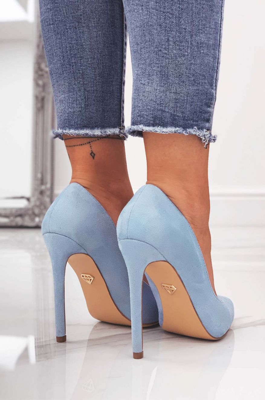 LEXIE - Blue suede pumps with high heel