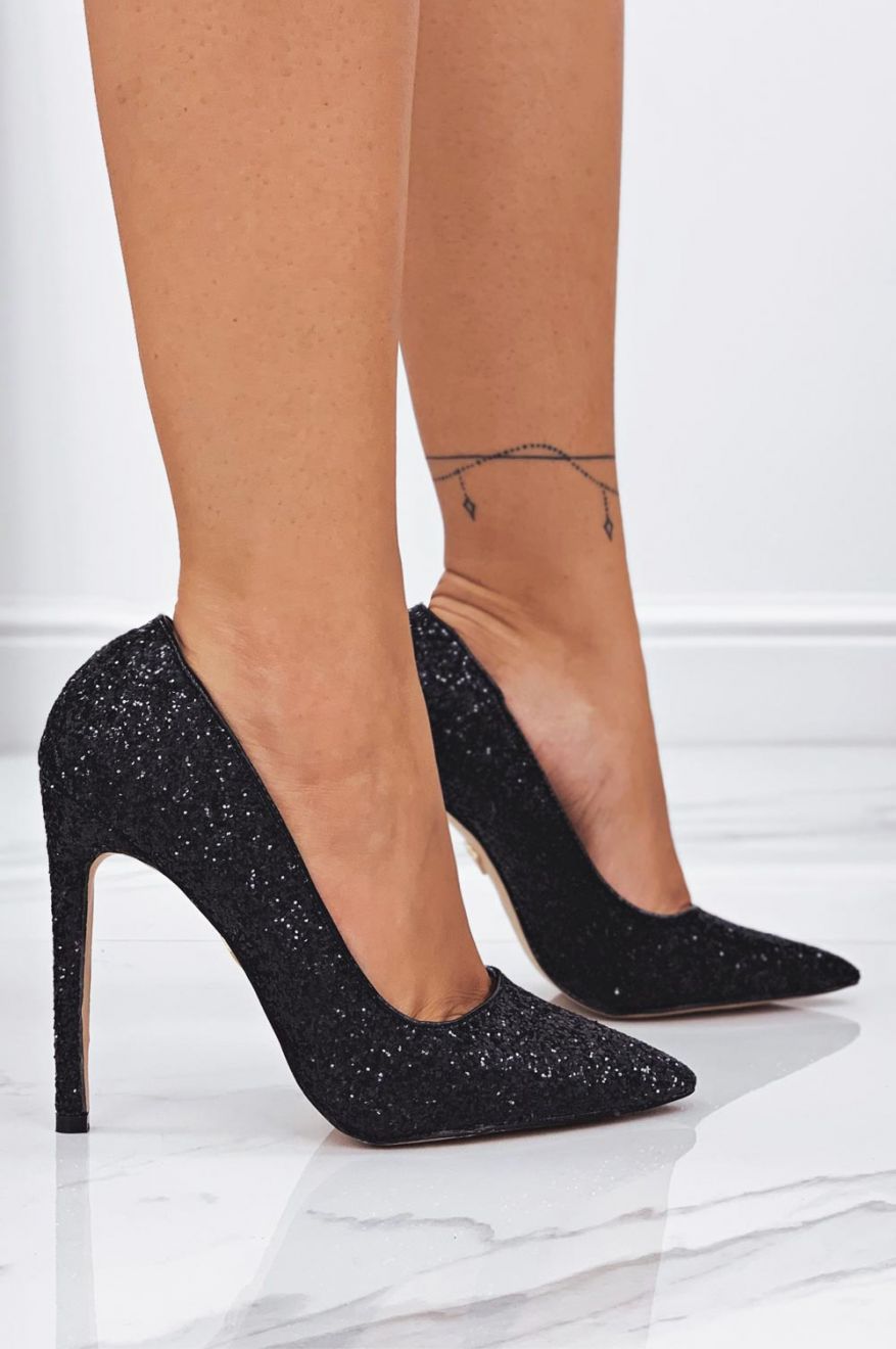 Decolletè glitter nere con tacco alto