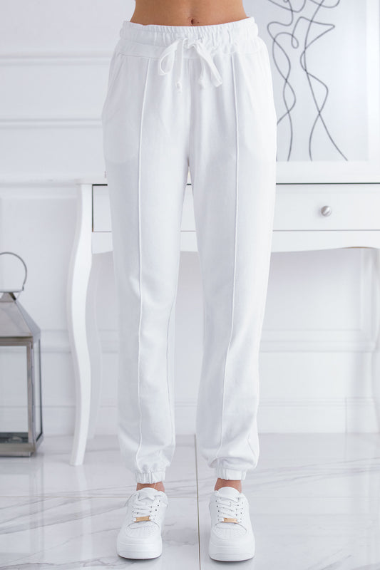 Pantalone tuta bianco con laccio