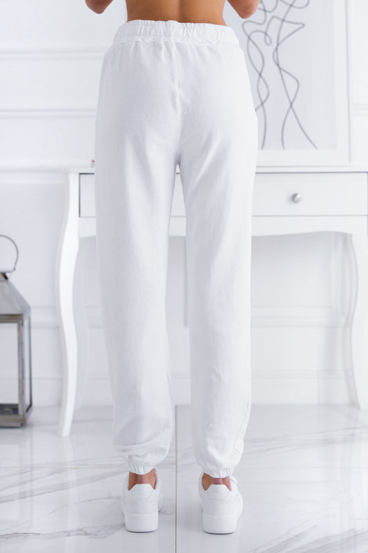 Pantalone tuta bianco con laccio