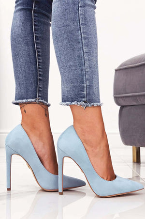 LEXIE - Blue suede pumps with high heel