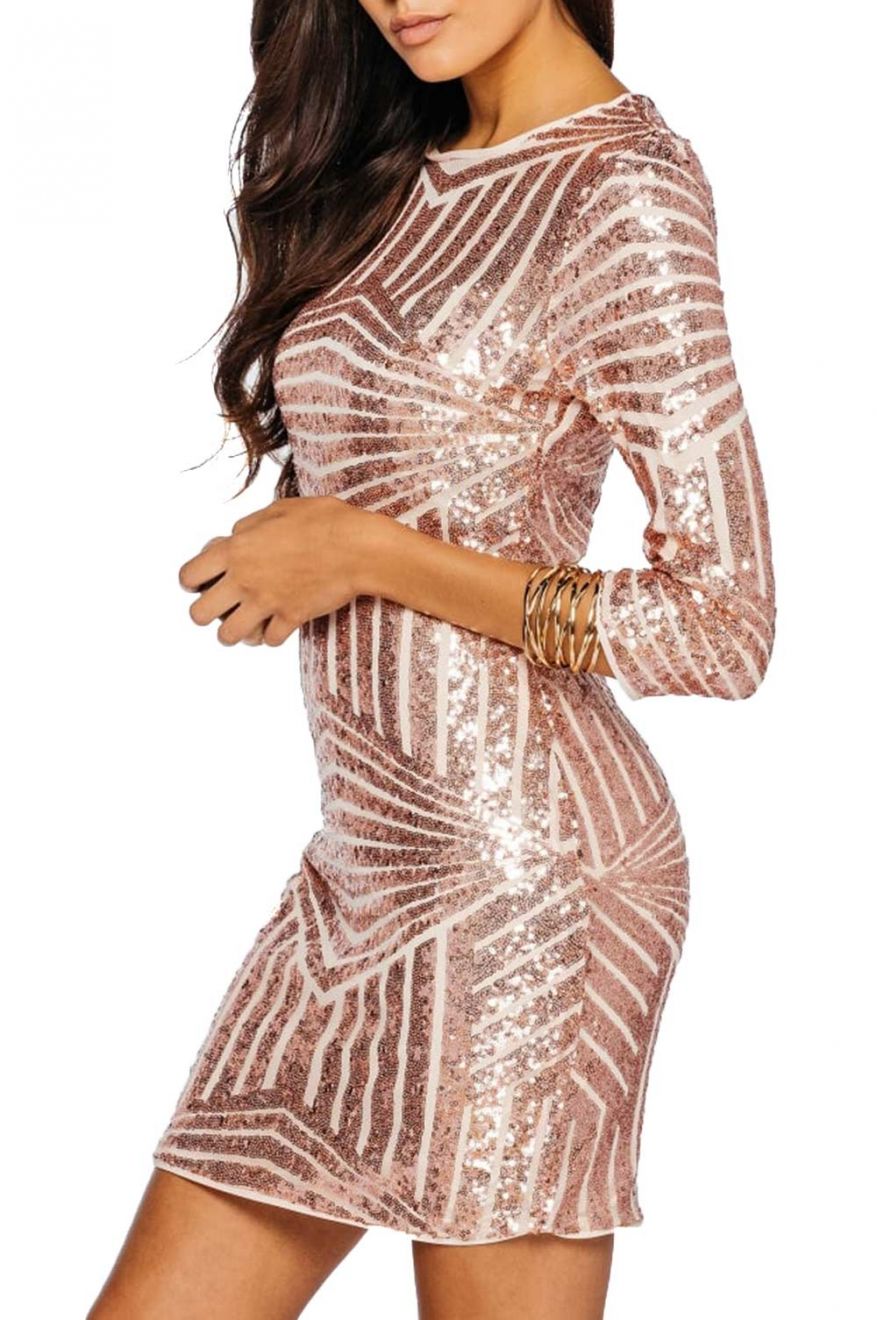 Sheath dress with sequins - Pink