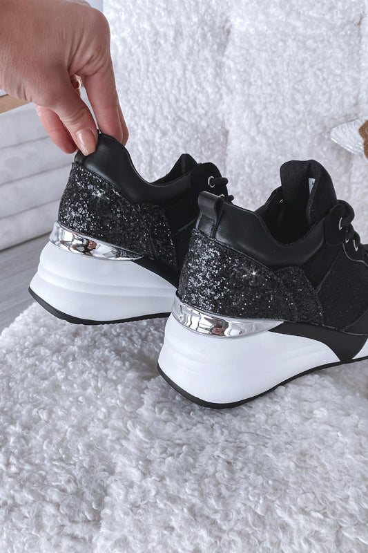 HILDA - Sneakers nere con retro glitter