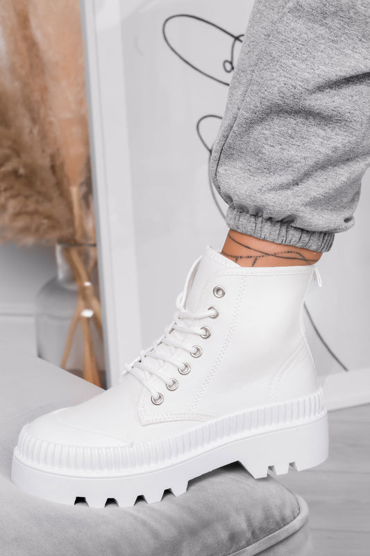 SPANCER - Anfibi sneakers bianchi in tessuto