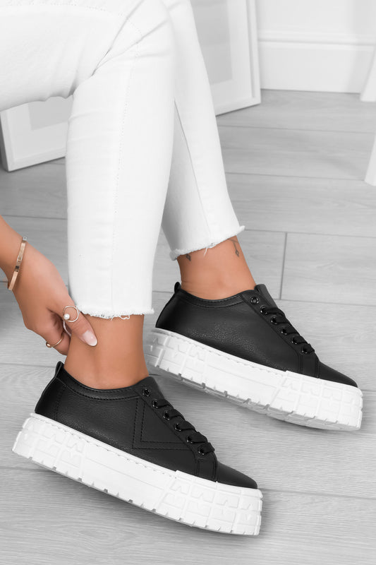 PALMA - Sneakers nere con suola spessa e lacci