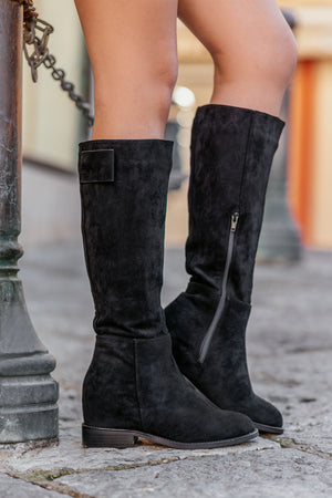 Black Alexoo boots with internal wedge