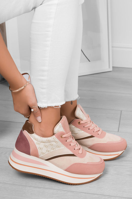 Sneakers rosa con suola alta