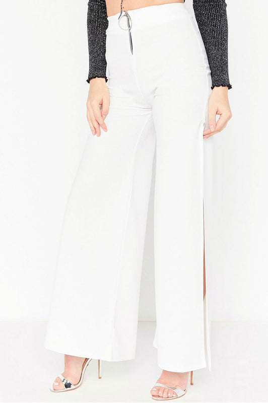 Pantalone con zip e spacchi laterali Bianco
