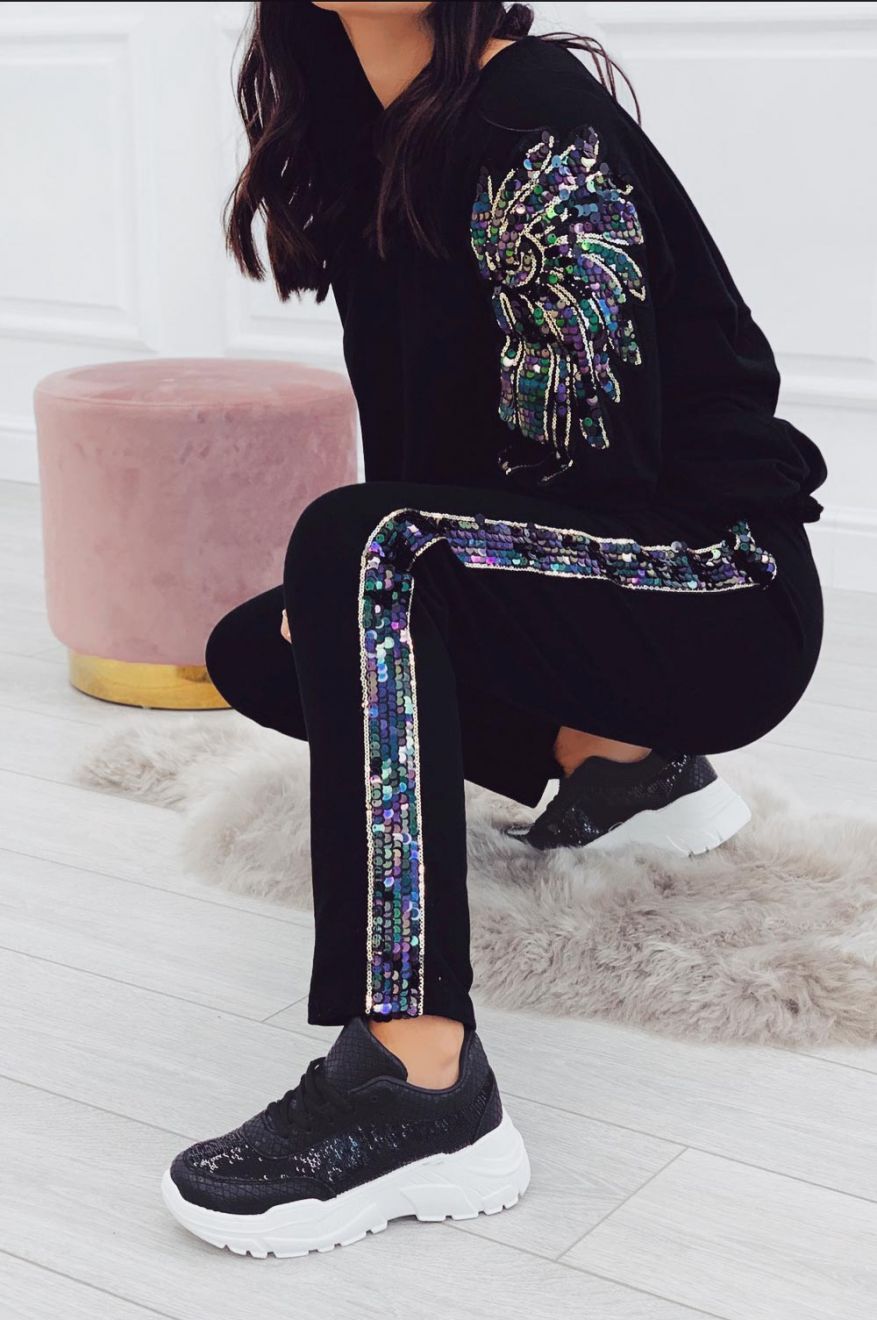 Maglia con paillettes Nera