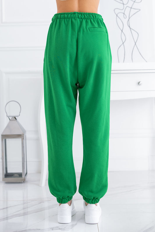 Pantalone tuta verde con laccio
