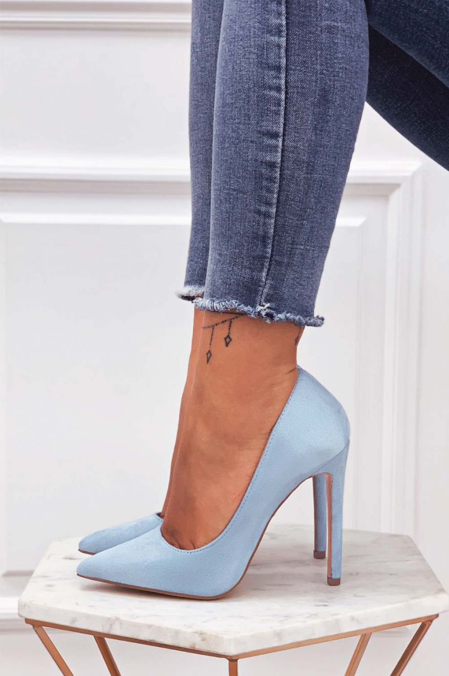 LEXIE - Blue suede pumps with high heel