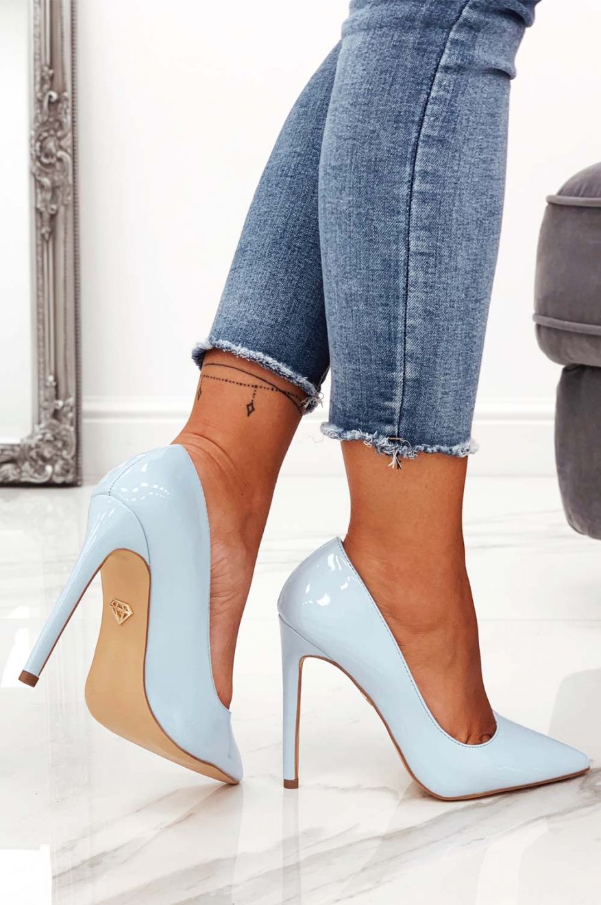 Escarpins bleus Alexoo en vernis à talons hauts