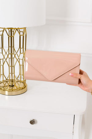 Patent leather clutch bag B148 - Nude Pink