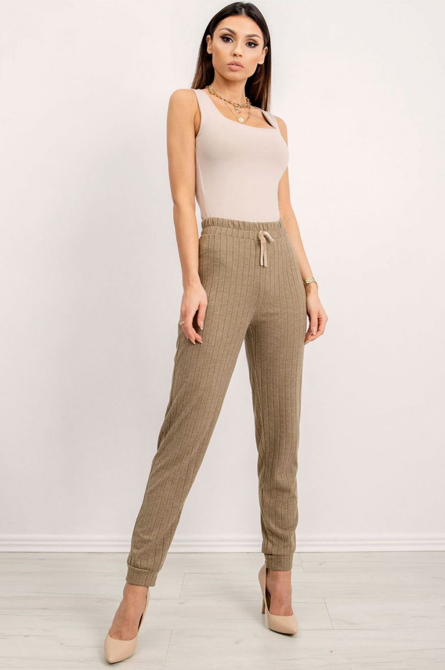 Pantalon de survêtement vert en maille avec cordon à la taille