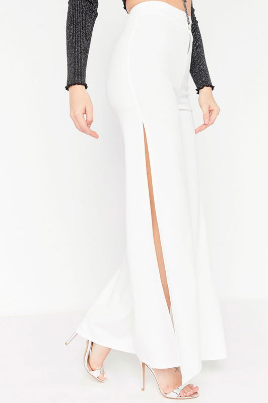 Pantalone con zip e spacchi laterali Bianco