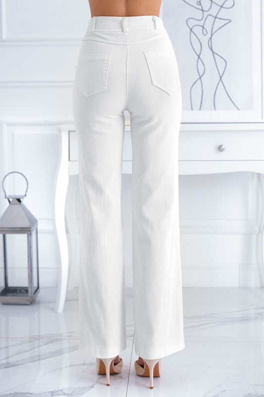 Pantalone bianco in cotone a zampa