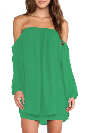 Strapless dress in voile - green