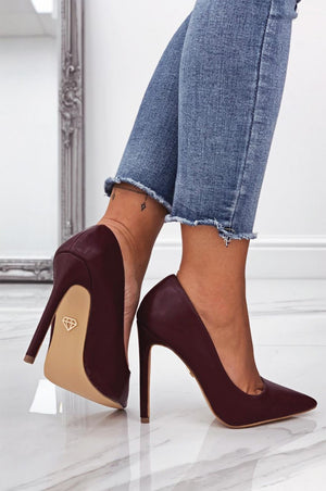 Bordeaux faux leather pumps with high heel