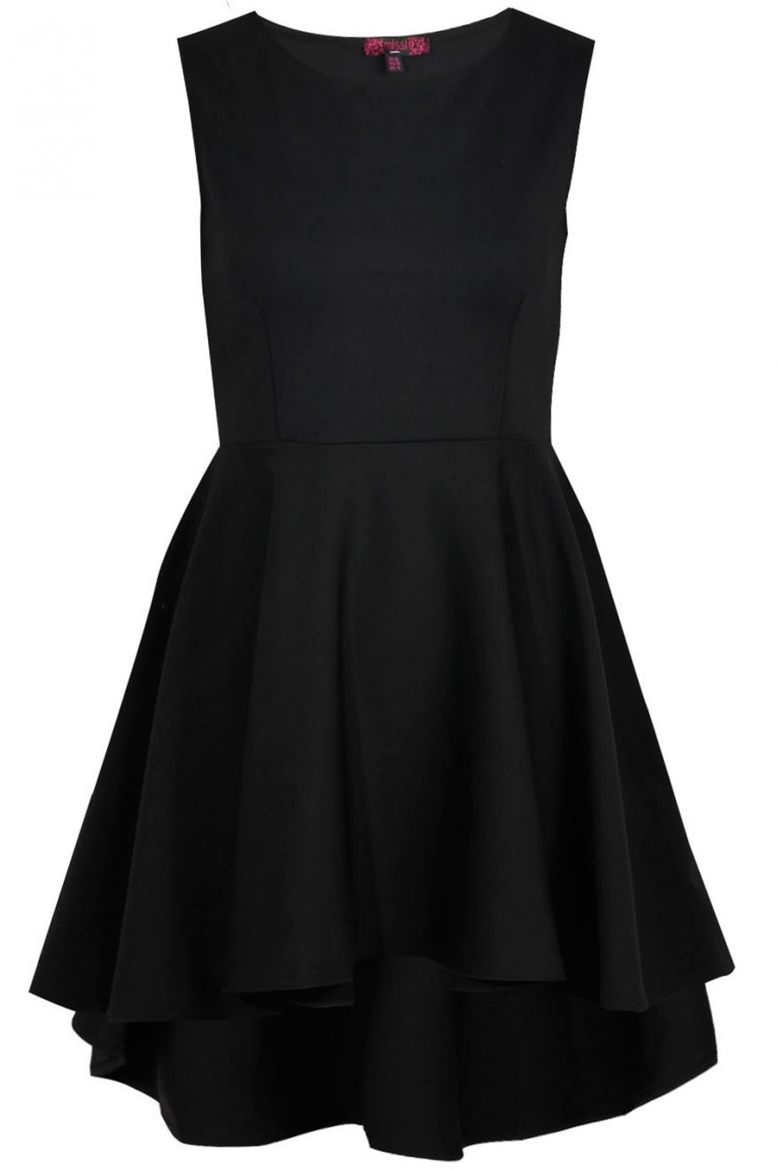 Sleeveless dress with pleated skirt - Black
