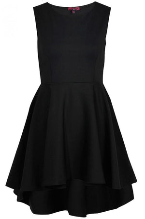 Sleeveless dress with pleated skirt - Black