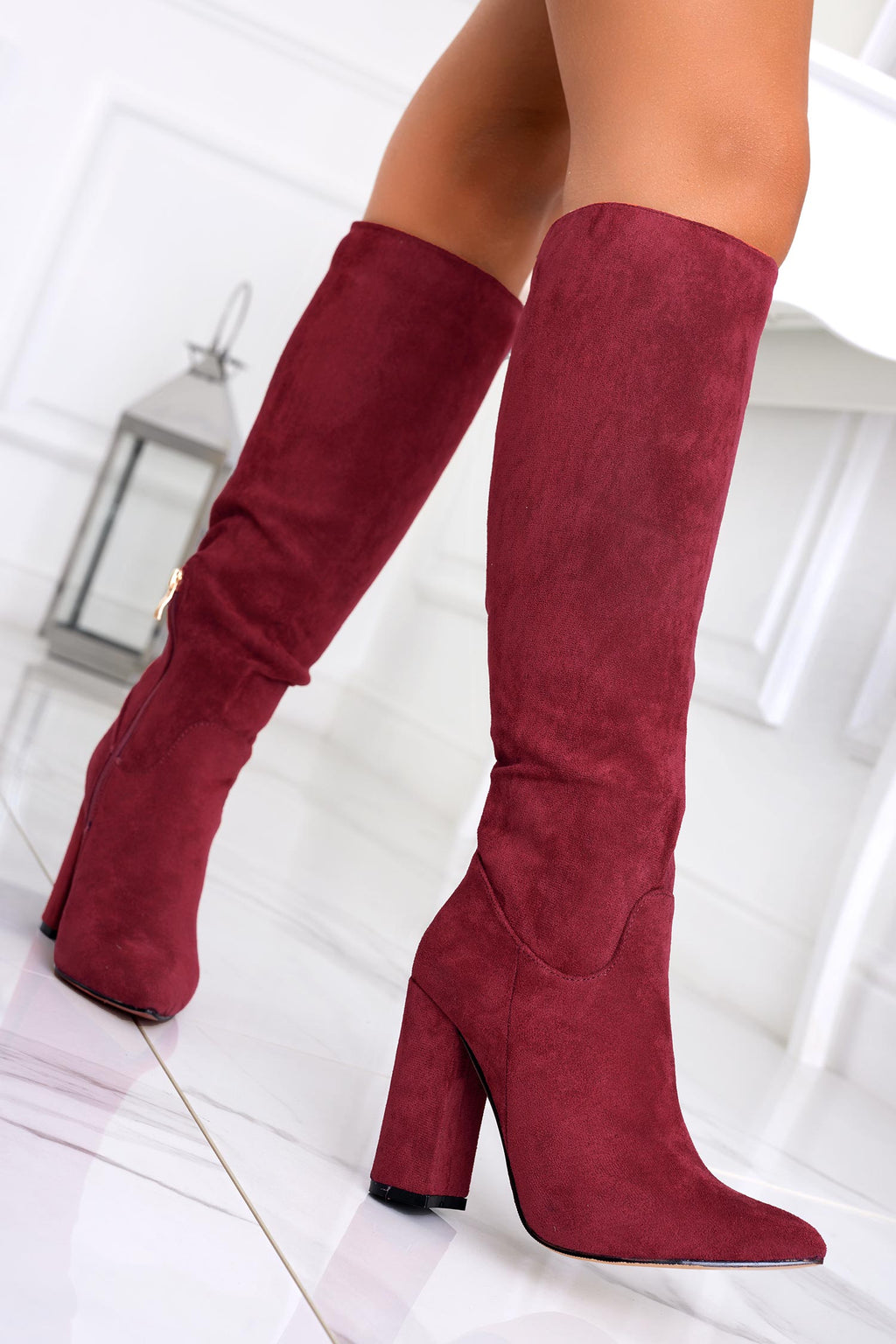 WENDY - Stivali bordeaux scamosciati Alexoo con tacco alto