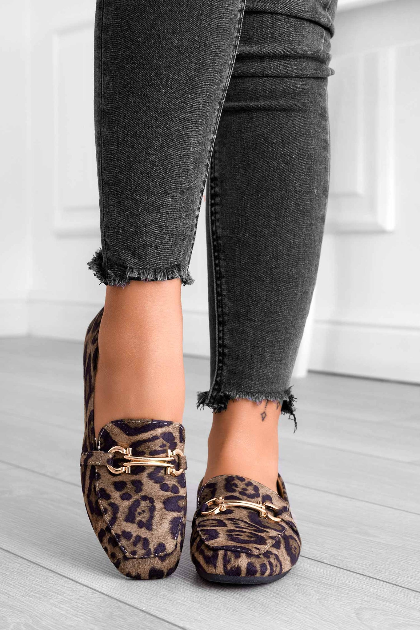 GAETANA - Leopard print loafers with gold buckle