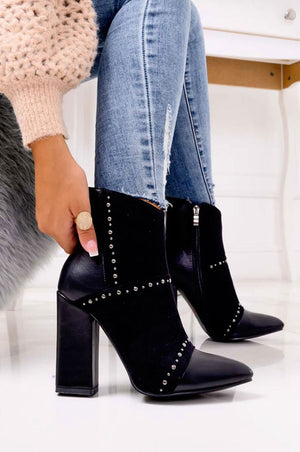 Black ankle boots in suede and faux leather with high heel Silvia Gala