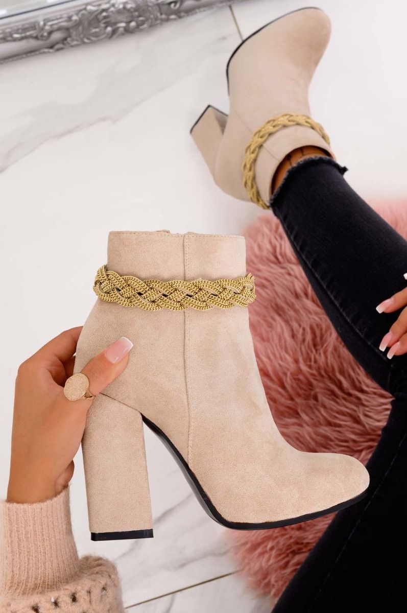 Beige Alexoo ankle boots with jewel detail