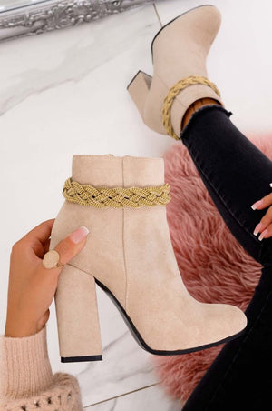 Beige Alexoo ankle boots with jewel detail