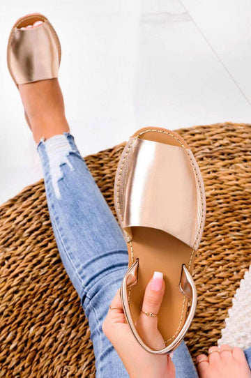 Rose gold Minorcan sandals in faux leather