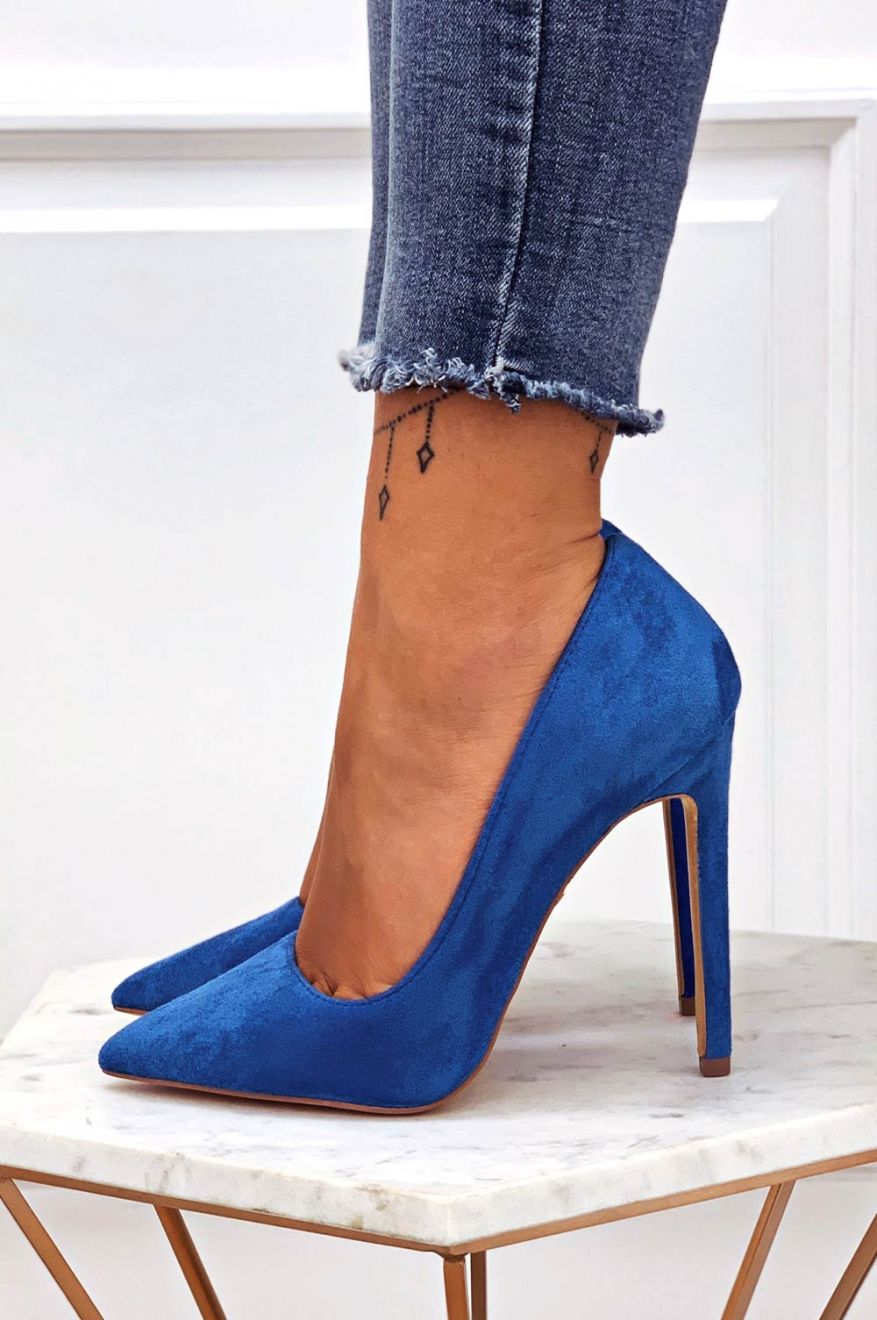 LEXIE - Blue suede pumps with high heel