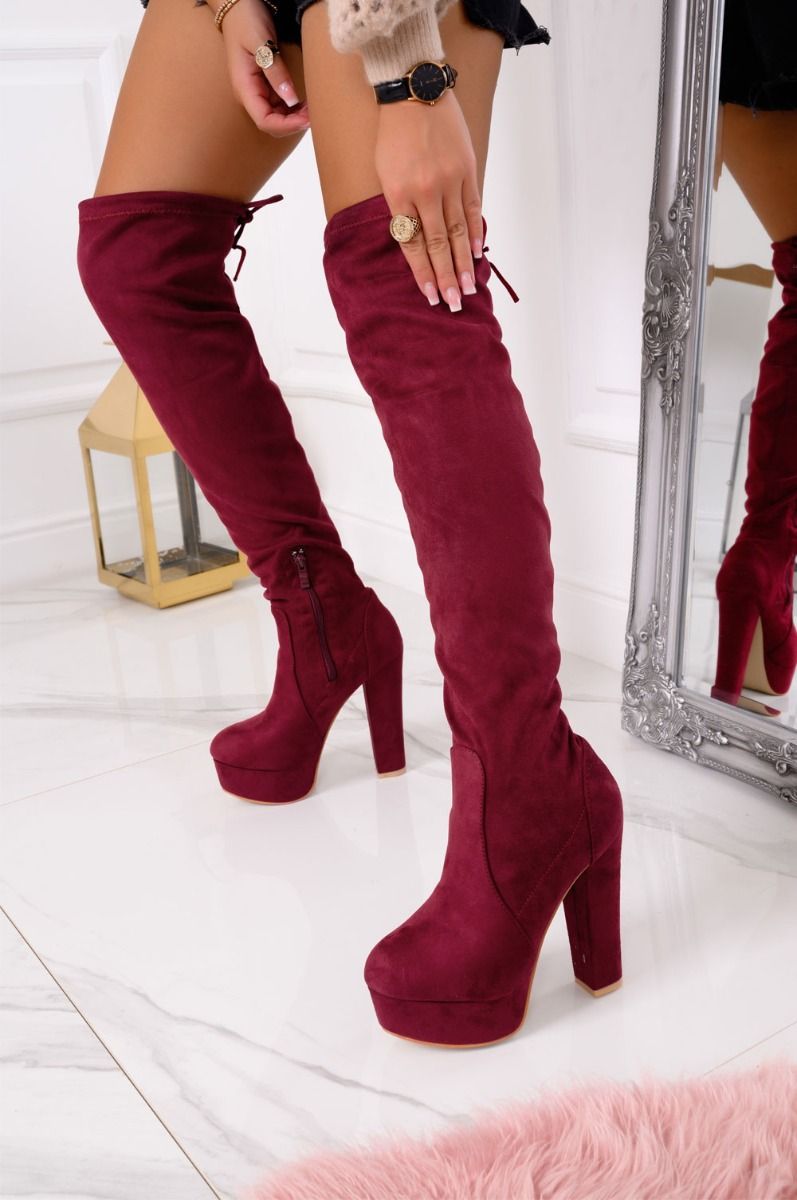 CLORIS - Stivali bordeaux scamosciati alla coscia