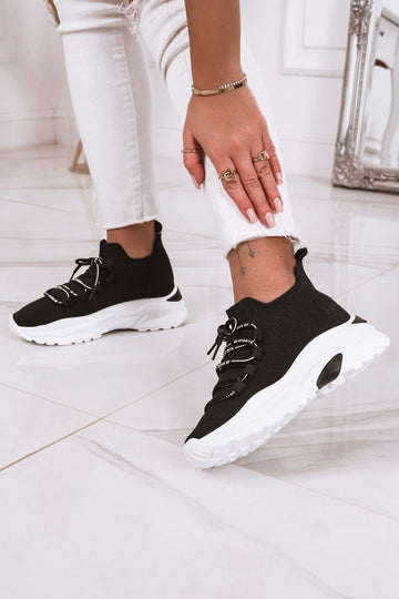 Black soft fabric sneakers