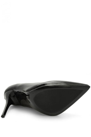 Black eco-leather pumps with stiletto heel